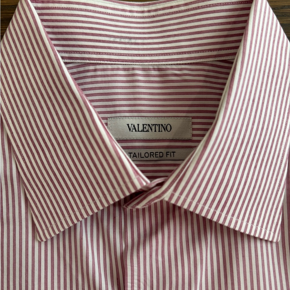 Valentino Men's Striped Red/Pink Shirt - 42 (16.5)